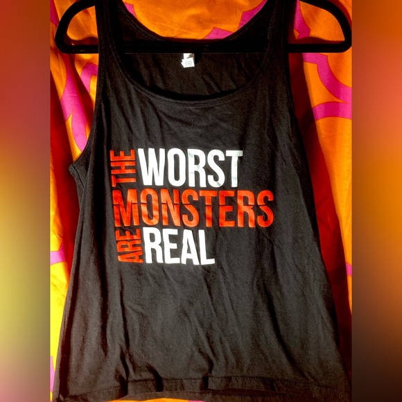 The Worst Monsters Are Real True Crime Podcast Black Tank Top Size M - Picture 2 of 7